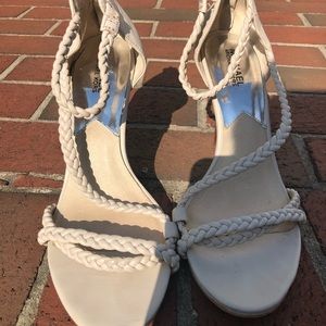 Sexy Michael Kors cream leather rope twists heels..
